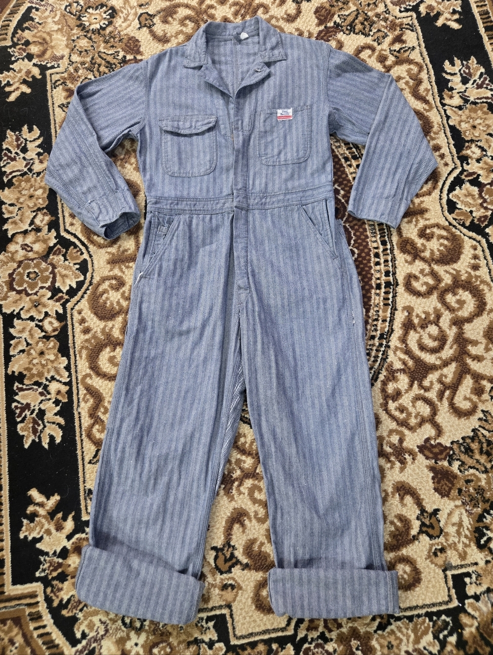 Vintage Paul Bunyan 70s Blue Denim Jumpsuit Coveralls Work Wear Utility Retro